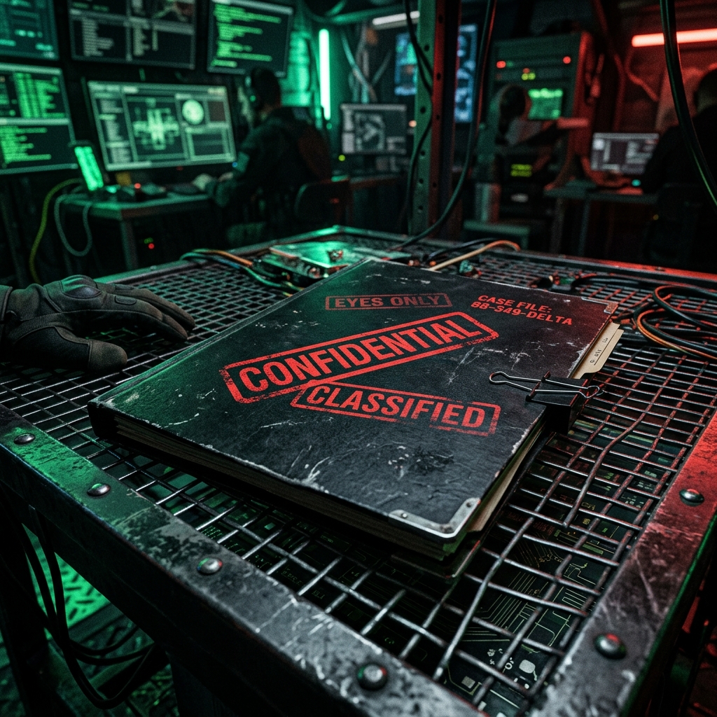 Classified dossier folder stamped confidential